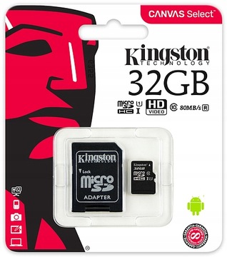 КАРТА ПАМЯТИ Kingston 32 ГБ MICRO SD C10 + АДАПТЕР