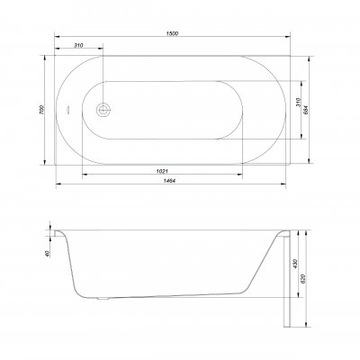 WANNA PROSTOKĄTNA 150X70 CERSANIT OCTAVIA S301-251