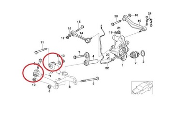 САЙЛЕНТБЛОК ЗАДНЕГО РЫЧАГА BMW 5 E60 E61 E53 X5 LEMFORDER