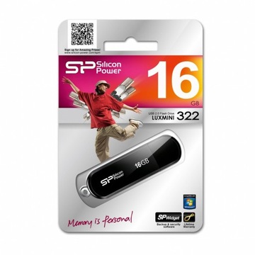 Silicon Power 16GB LuxMini 322 16 GB, USB 2.0, czarny