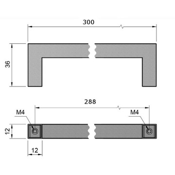 UCHWYT MEBLOWY US01 INOX SZCZOTKOWANY 288mm