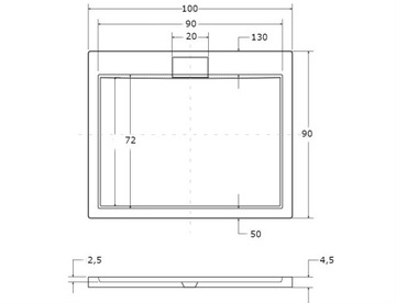 AXIM UltraSlim душевой поддон 100 x 90, белый + сифон