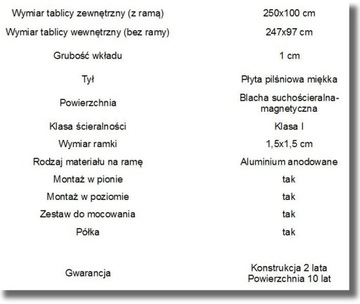 Белая магнитная доска для сухого стирания 250х100см.