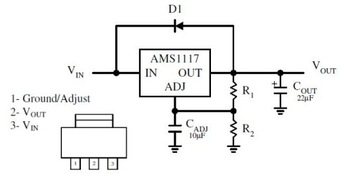 2x стабилизатор напряжения 1,2 В микросхема AMS AMS1117-1,2 В SOT-223 AMS1117-1,2