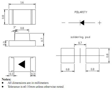 Светодиоды ART SMD 0603 Желтый/ЖЕЛТЫЙ Цена 10 шт.