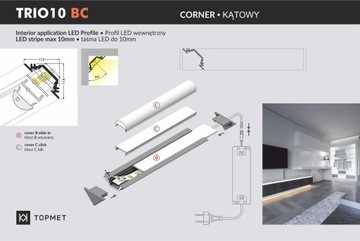 Profil aluminiowy anodowany TRIO10 do taśma led