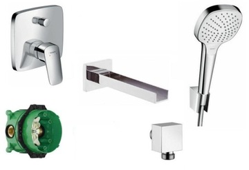 Hansgrohe logis bathtub set з cascade flush mounting, фото