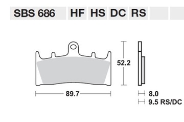 Pads brake sbs 686hs suzuki gsx-r 1100 93-97, фото