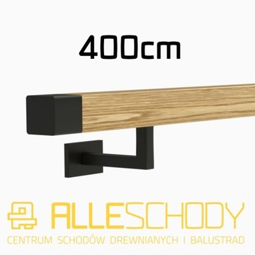 Handrail wall-mounted wooden 40x40 400cm oak color, фото
