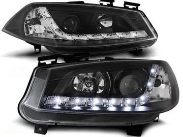 Headlights renault megane 2 02-2005 daylight led backlight blk, фото