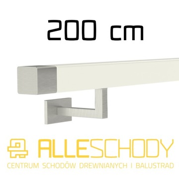 Handrail wall-mounted wooden 40x40 200cm white inox, фото