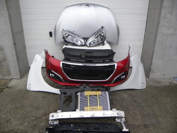 Peugeot 208 restyling hood bumper headlights wings strap, фото