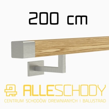 Handrail wall-mounted wooden 40x40 200cm oak color, фото