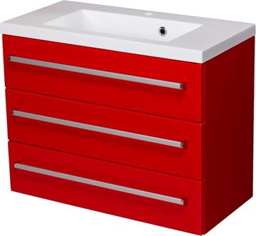 Focus furniture lazienk red cabinet+ washbasin 80, фото