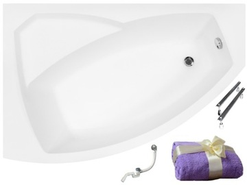 Trough asymmetrical acrylic besco rima drain sideways 160 x 100 centimeters, фото