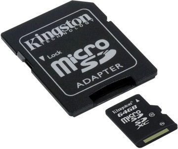 Карта памяти 64GB Micro SD KINGSTON SDCS2 Class 10 V10 A1 100Mb / s адаптер