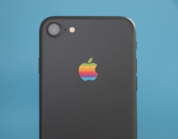 Наклейка для iPhone Apple ретро / радужный логотип 80'