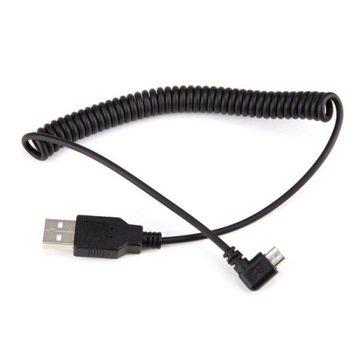 Кутовий кабель USB-MicroUSB пружинна спіраль 1 м