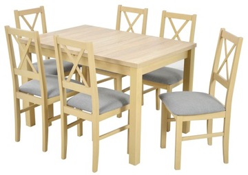 Дерев'яний стіл + 6 стільців / різні кольори / SONOMA