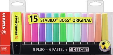 Хайлайтеры Stabilo Boss Original 2-5мм 15шт микс