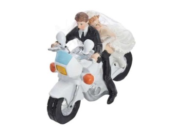 Figurka Para Młoda na motorze ŚCIGACZ na tort wesele ślub dekoracja stołu