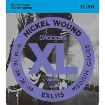 D'Addario EXL115 11-49 struny do gitary elektrycznej KOMPLET