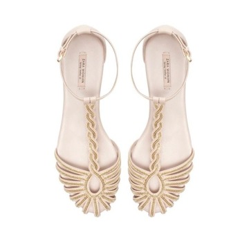 ZARA PUDROWY ROZ SANDALKI ZLOTE NOWE 36 NUDE BEZ