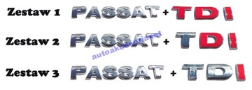 EMBLEMAT ZNACZEK NAPIS PASSAT TDI ZESTAW