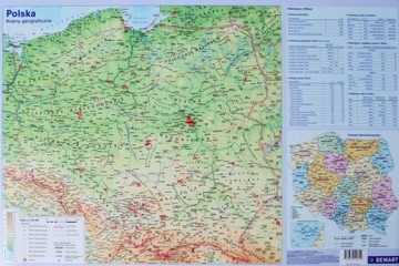 POLSKA FIZYCZNA GEOGRAFICZNA PODKŁADKA NA BIURKO