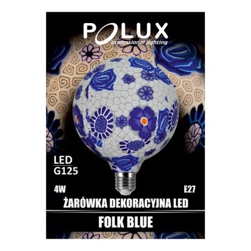 Светодиодная лампа FOLK BLUE G125 E27 4W 1900K B Теплая