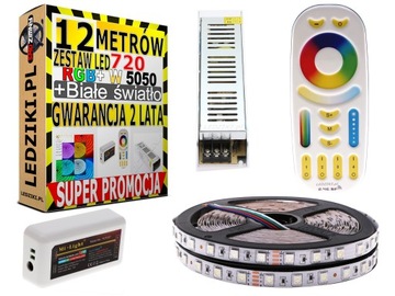 12m ZESTAW Led SMD 5050 Taśma RGB 720 diod PREMIUM