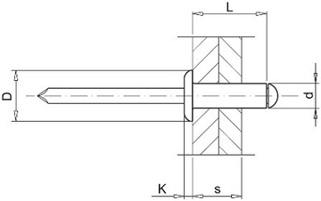 Заклепки потайная заклепка окрашенная в черный цвет Al/St 4.8x10 10s