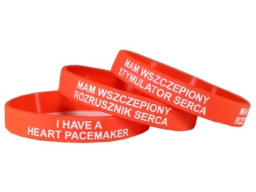 CZERWONA BRANSOLETKA OPASKA MAM WSZCZEPIONY STYMULATOR ROZRUSZNIK SERCA 18
