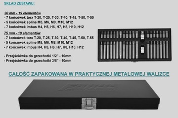 НАБОР КЛЮЧЕВЫХ БИТ 40 шт. БИТЫ IMBUS SPLINE TORX