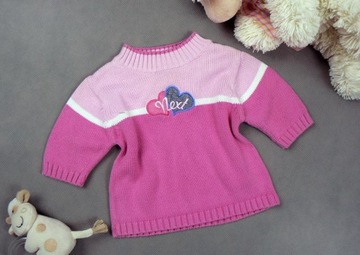 NEXT CUDNY SWETER SWETEREK RÓŻ SERDUSZKA 3-6M