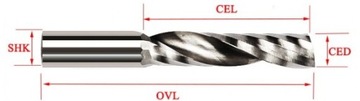 Frez węglik 1P jednopiórowy VHM CNC 0,4mm 1,8mm