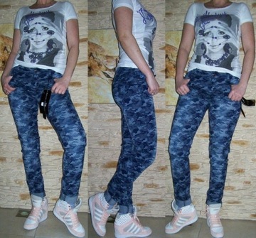 SPRING JEANS CAMO Брюки с камуфляжным принтом сексуальные SLIM FIT S 36