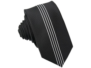 PANEL DESIGN Wąski 6cm Krawat Męski CZARNY KP88