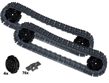 LEGO Tracks 88323 57518 57519 — 76 звеньев, 4 колеса