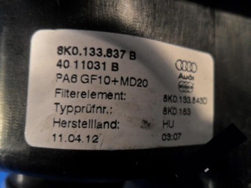 AUDI A4 08-14R 3.0 TDI POUZDRO FILTRU 8K0133837B