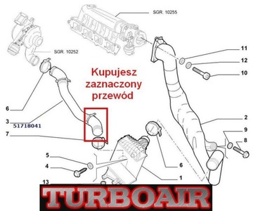 FIAT STILO 1,9 JTD 51718041 PŘÍVOD TRUBKA WAZ TURBO