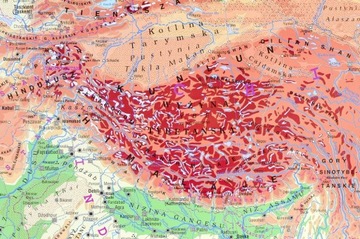 БОЛЬШАЯ ПОЛИТИЧЕСКАЯ И ФИЗИЧЕСКАЯ НАСТЕННАЯ КАРТА АЗИИ, ДВУСТОРОННЯЯ, 164 x 140 см.