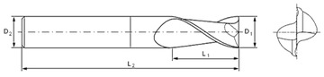 Твердосплавная фреза VHM 2p 1 мм хвостовик 3 мм TiAlN 50HRC ЧПУ