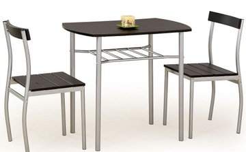 ZESTAW STÓŁ + 2 KRZESŁA DWUOSOBOWY WENGE 2 OSOBOWY