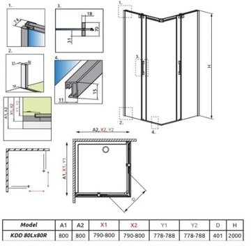 RADAWAY ESPERA KDD кабина 80x80 PRZEJRZ + ДУШ + SY