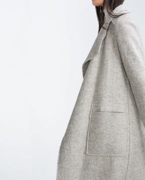 Шерстяное пальто Zara светло-серое L 40
