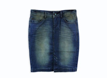 BERSHKA OŁÓWKOWA SPÓDNICA JEANSOWA JEANS 32