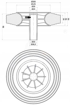 KOŁA 200mm do ŚMIETNIKA 110L kosza na ŚMIECI