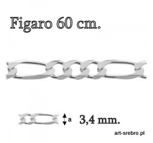 Srebrny Łańcuszek Wzór FIGARO 60 CM SREBRO 925