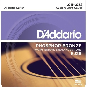 D'Addario EJ26 Фосфорная бронза 11-52 + 5 КУБИКОВ